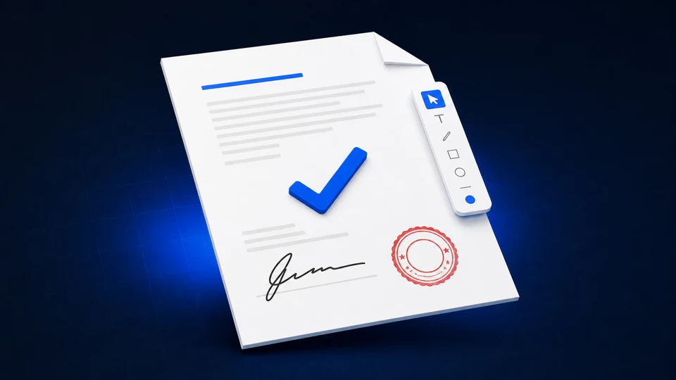 BLUE PDF 문서 서명·도장 편집 화면 일러스트