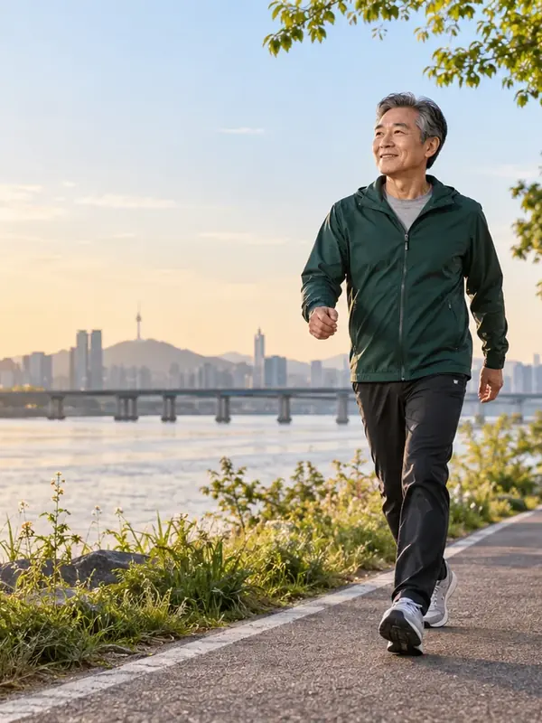 A · 새벽 강변을 걷는 60세