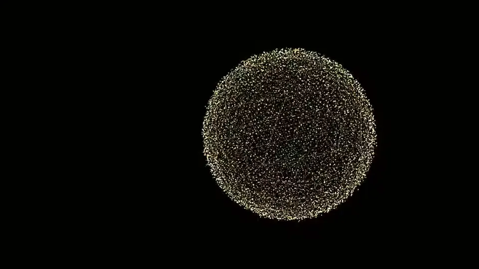 하나의 구 장면: 입자가 다시 모여 하나의 구를 이룹니다.