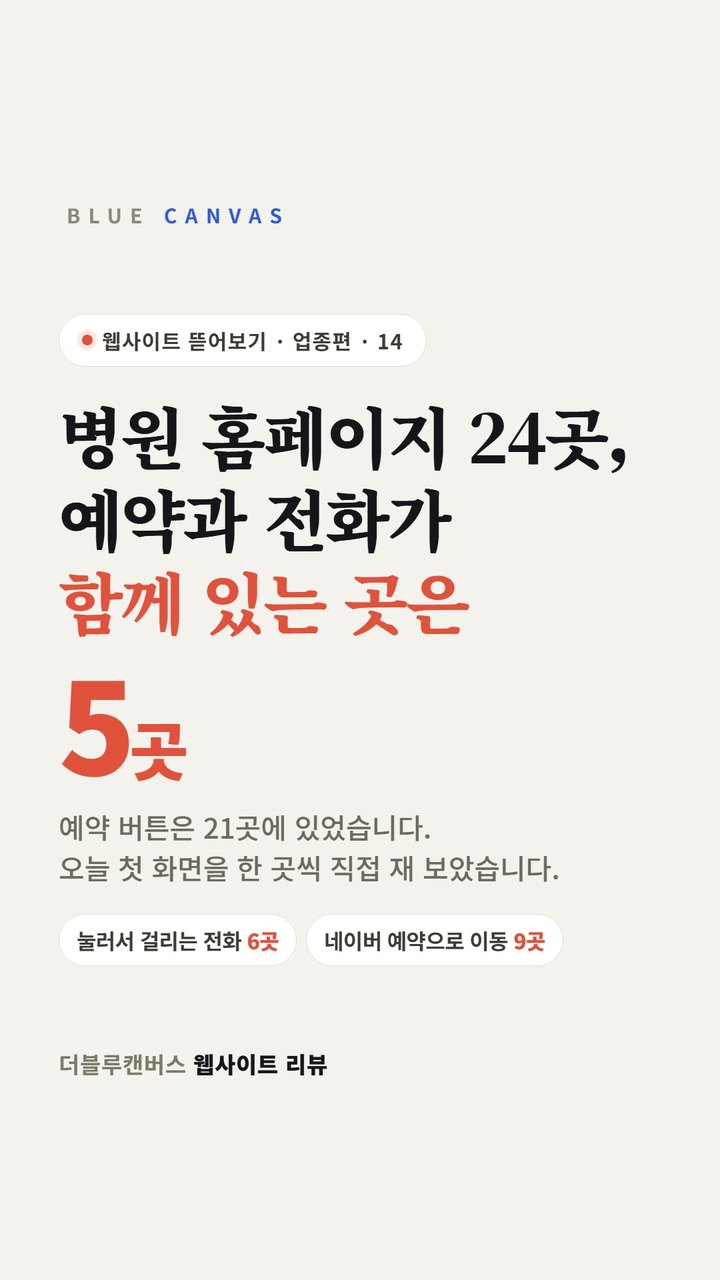 병원 홈페이지 24곳의 첫 화면을 재 봤습니다 숏폼 영상 표지