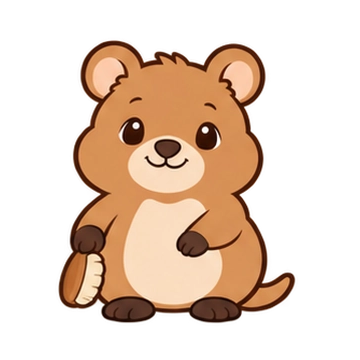 볼빵쿼카 움직이는 스티커 — 빗질중
