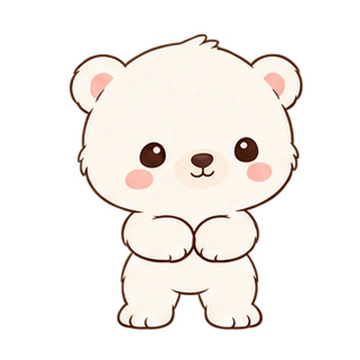구름아기북극곰 움직이는 스티커 — 스쿼트천천히