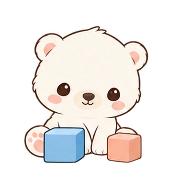 구름아기북극곰 움직이는 스티커 — 블록쌓기