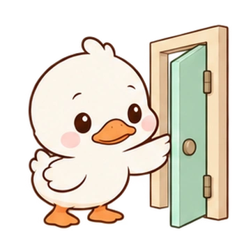 크림아기오리 움직이는 스티커 — 문살짝닫기