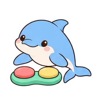동글아기돌고래 움직이는 스티커 — 리듬톡톡
