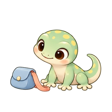 별발아기도마뱀 움직이는 스티커 — 가방메기
