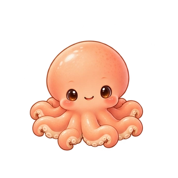 복숭아아기문어 움직이는 스티커 — 옆으로쭉