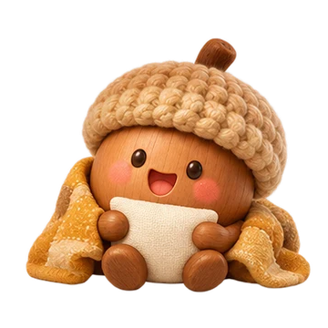 뜨개모자도토리 움직이는 스티커 — 담요 덮고 잠