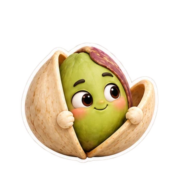 피스타치오 움직이는 스티커 — 껍데기 닦기