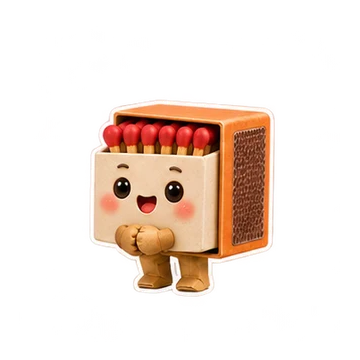 성냥갑 움직이는 스티커 — 고마운 꾸벅