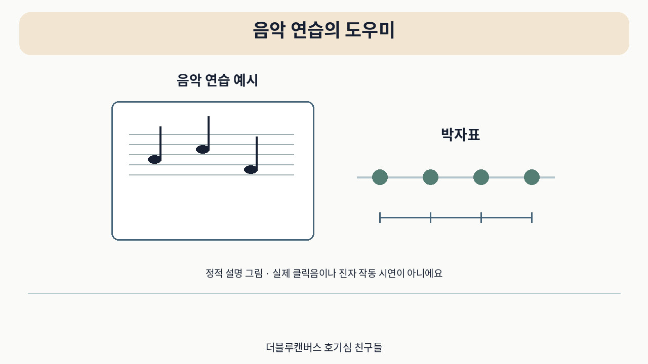 소개 영상의 설명 그림 · 음악 연습의 도우미. 실제 사용 사진이 아니에요.