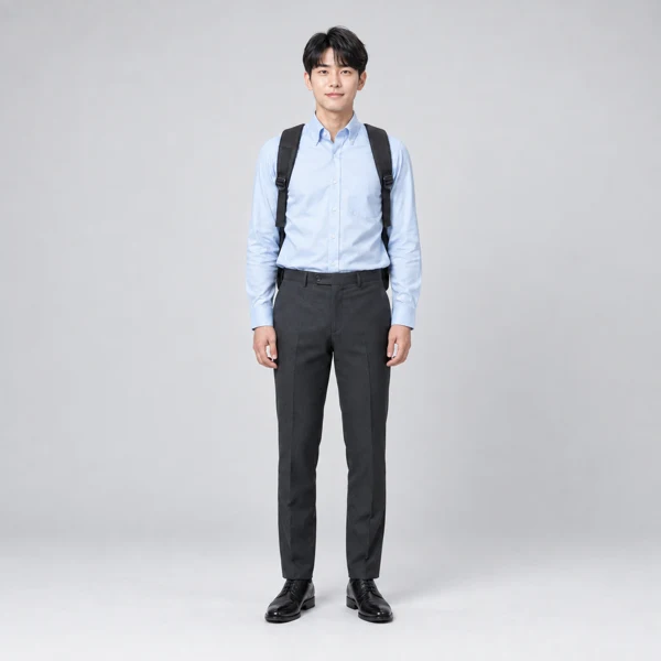 백팩을 멘 셔츠·타이 차림의 학생