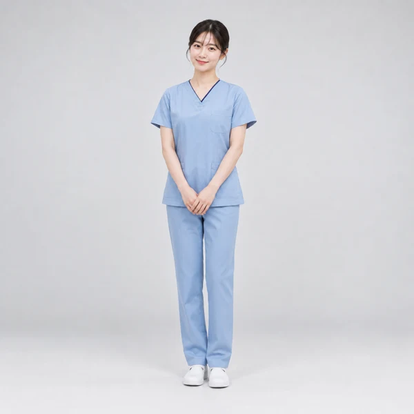 하늘색 스크럽 차림의 의료진